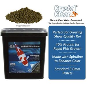 CrystalClear Platinum Rapid Growth Koi Fish Food with Added Vitamins & Spirulina, 3mm Pellets, 2.2 Pounds