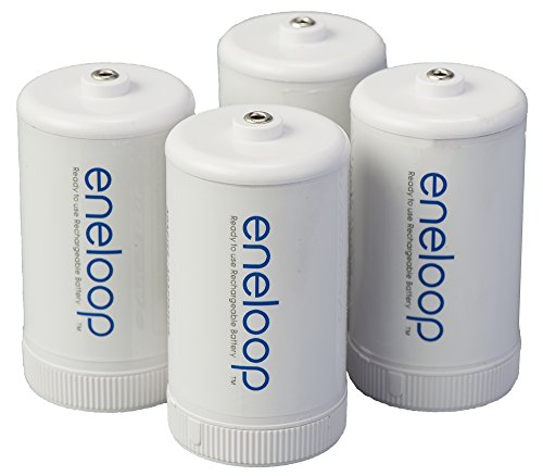 Panasonic BQ-BS1E4SA eneloop D Size-Battery Use With eneloop Ni-MH-Rechargeable AA-Battery Cells-Adapters , 4 Pack