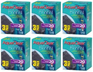 (6 pack) aqua clear activated carbon filter insert for 20-gallon aquariums (3 filter inserts per pack / 18 total inserts)
