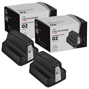 ld products remanufactured replacement for hp 02 ink cartridges c8721wn with smart chip (black, 2-pack) for photosmart c5180 c6180 c6280 c7250 c7280 c8180 d7145 d7155 d7160 d7168 d7245 d7255 d7260