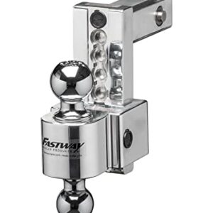 Fastway Flash Secure Adjustable Dual Locking Aluminum Ball Mount with 6 Inch Drop, 2 Inch Shank, Built-in Locks, and Chrome Plated Balls