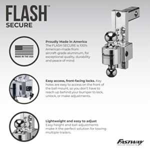 Fastway Flash Secure Adjustable Dual Locking Aluminum Ball Mount with 6 Inch Drop, 2 Inch Shank, Built-in Locks, and Chrome Plated Balls