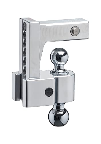 Fastway Flash Secure Adjustable Dual Locking Aluminum Ball Mount with 6 Inch Drop, 2 Inch Shank, Built-in Locks, and Chrome Plated Balls