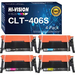 hi-vision® replacement for toner cartridge clt-k406s clt-c406s clt-y406s clt-m406s (1 black, 1 cyan, 1 yellow, 1 magenta, 4-pack) works with clp-365w, clx-3305fw, clx-3305w