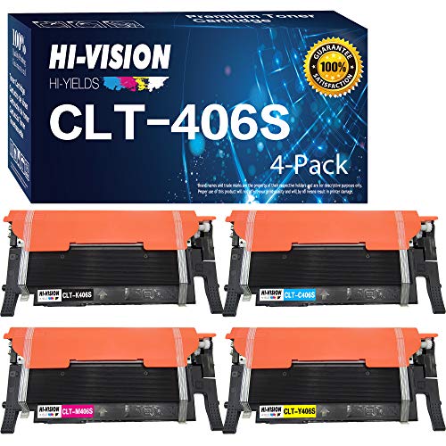 HI-Vision® Replacement for Toner Cartridge CLT-K406S CLT-C406S CLT-Y406S CLT-M406S (1 Black, 1 Cyan, 1 Yellow, 1 Magenta, 4-Pack) Works with CLP-365W, CLX-3305FW, CLX-3305W