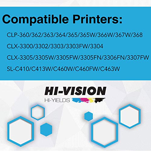 HI-Vision® Replacement for Toner Cartridge CLT-K406S CLT-C406S CLT-Y406S CLT-M406S (1 Black, 1 Cyan, 1 Yellow, 1 Magenta, 4-Pack) Works with CLP-365W, CLX-3305FW, CLX-3305W