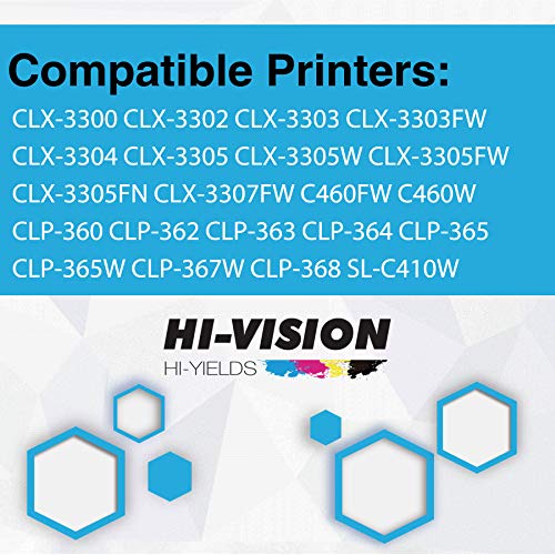 HI-Vision® Compatible Toner Cartridge Replacement for Samsung CLT-K406S CLT-C406S CLT-Y406S CLT-M406S (2 Black, 1 Cyan, 1 Yellow, 1 Magenta, 5-Pack) Works with CLP-365W, CLX-3305FW, CLX-3305W