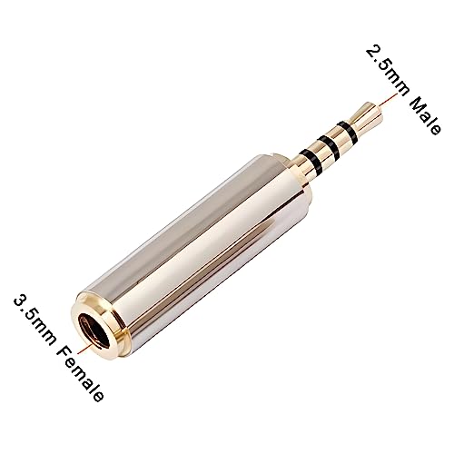 JacobsParts 2.5mm Male to 3.5mm Female Stereo Audio Headphone Jack Adapter Converter, Gold Plated