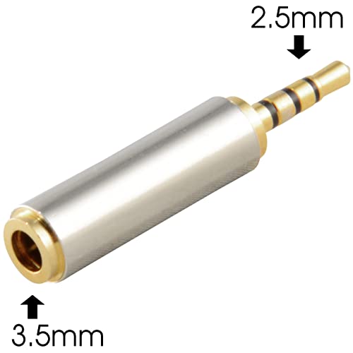 JacobsParts 2.5mm Male to 3.5mm Female Stereo Audio Headphone Jack Adapter Converter, Gold Plated