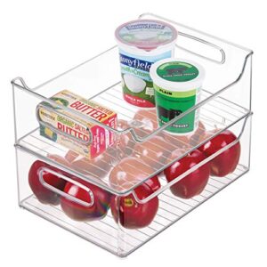 iDesign Plastic Pantry and Kitchen Storage, Freezer and Fridge Organizer Bin with Easy Grip Handles – 10” x 5” x 14”, Clear