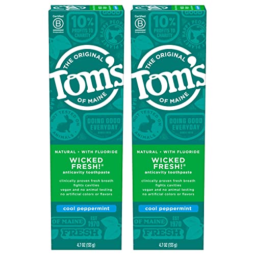 Tom's of Maine Natural Wicked Fresh! Fluoride Toothpaste, Cool Peppermint, 4.7 oz. 2-Pack (Packaging May Vary)