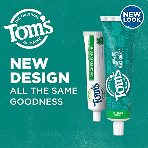 Tom's of Maine Natural Wicked Fresh! Fluoride Toothpaste, Cool Peppermint, 4.7 oz. 2-Pack (Packaging May Vary)