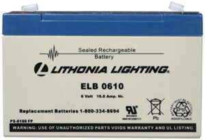 lithonia lighting elb 0610 emergency replacement battery, 250 watts, 6 volts, black