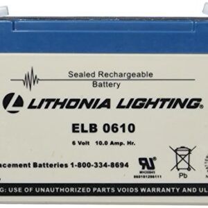 Lithonia Lighting ELB 0610 Emergency Replacement Battery, 250 watts, 6 Volts, Black