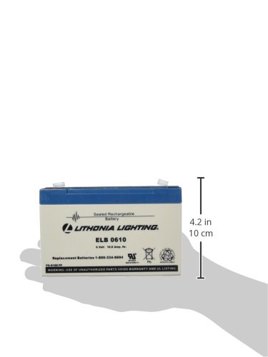 Lithonia Lighting ELB 0610 Emergency Replacement Battery, 250 watts, 6 Volts, Black