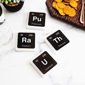 ThinkGeek Radioactive Elements Glowing Coaster Set - Radium, Plutonium, Uranium, and Thorium - Set of 4