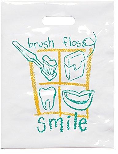 Brush Floss Smile Dental Giveaway Bags, 7-3/4" x 9", 100 Pack