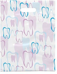 tooth outline dental giveaway bags, 8" x 10", 100 pack