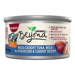 purina beyond wild-caught tuna, wild alaskan cod and carrot recipe in wet cat food gravy - (12) 3 oz. cans