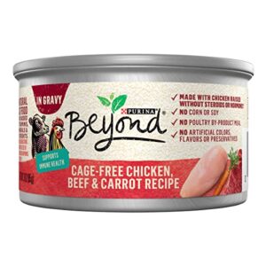 purina beyond cage-free chicken, beef and carrot recipe in wet cat food gravy - (12) 3 oz. cans