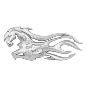 grand general 90191 chrome plastic 'flamed horse' mud flap cut-out accent
