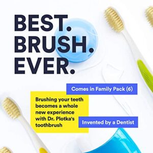 MOUTHWATCHERS Dr Plotkas Extra Soft Flossing Toothbrush, Manual Soft Toothbrush for Adults, Ultra Clean Toothbrush, Good for Sensitive Teeth and Gums, Multicolor, 6 Pack