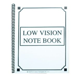 low vision notebook - bold lines -white paper