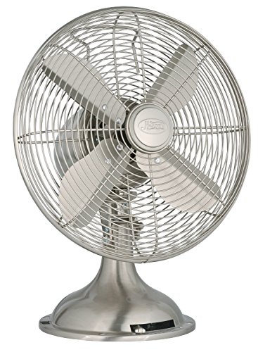 HUNTER 90400 Retro Table Fan, 12", Brushed Nickel