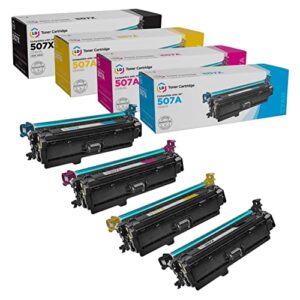 ld products remanufactured replacement for hp 507x & 507a toner cartridge set ce400a ce400x ce401a ce402a ce403a for hp laserjet 500 color m551 m575 printer (black, cyan, magenta, yellow, 4-pack)
