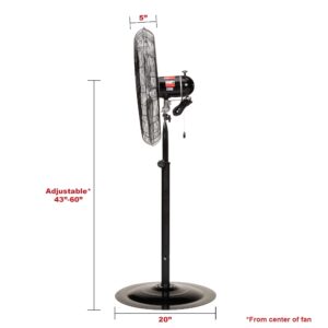 TPI Corporation CACU30-PO-HD Commercial Heavy Duty Oscillating Fan, Unassembled w/Pedestal Kit, 30" Blade Diameter, 3 Speed 1/3 HP Motor, 9' Cordset, Black