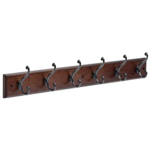 liberty 165541 wall mounted coat rack with 6 decorative hooks, 27 inch, soft iron and cocoa