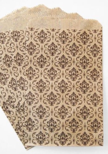 My Craft Supplies 100 Kraft Flat Merchandise Bags with Black Damask Print (5x7)