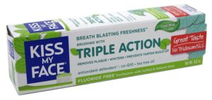 kiss my face toothpaste triple action cool mint gel 4.5 ounce (133ml) (3 pack)