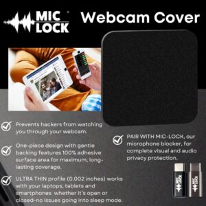 Webcam Cover Black 6 Pack, NanoTech Reusable Adhesive Protection and Security for Laptops, Smartphones, Tablets, Desktop - Works Safely on Any Electronics Surface - Protect Your Privacy