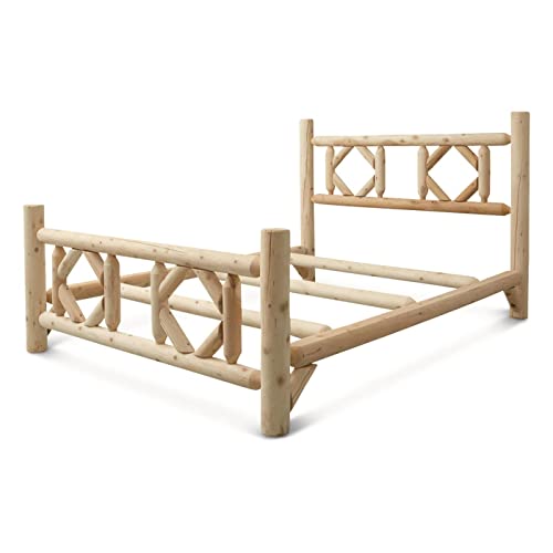 CASTLECREEK Log Bed Frame, Wood Queen Bed Frame with Headboard