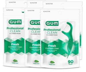 gum - 70942302395 professional clean flossers extra strong flosser pick, fresh mint, 90 count (pack of 6)