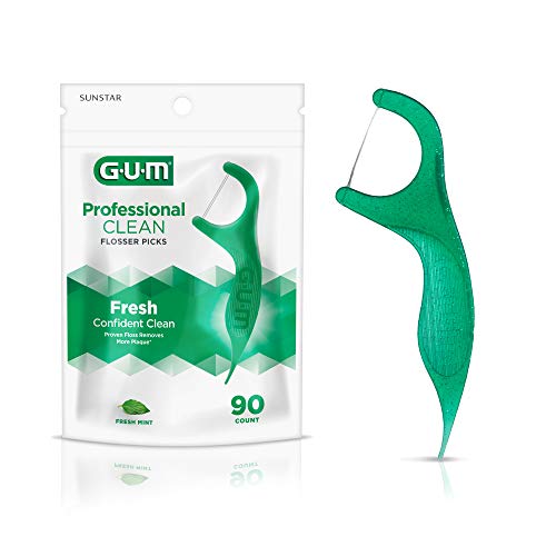 GUM - 70942302395 Professional Clean Flossers Extra Strong Flosser Pick, Fresh Mint, 90 Count (Pack of 6)