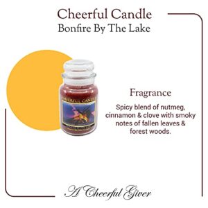 A Cheerful Giver - Bonfire By The Lake Scented Glass Jar Candle (24 oz) with Lid & True to Life Fragrance Made in USA