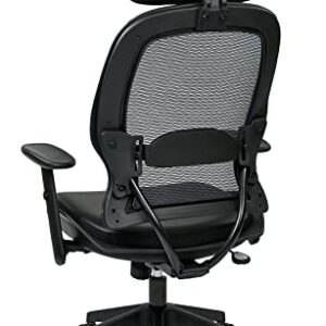 SPACE Seating Professional AirGrid Dark Back and Padded Black Eco Leather Seat, 2-to-1 Synchro Tilt Control, Adjustable Arms and Tilt Tension with Nylon Base Executives Chair with Adjustable Headrest