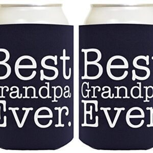 Funny Beer Coolie Best Grandpa Ever 2 Pack Can Coolies Navy