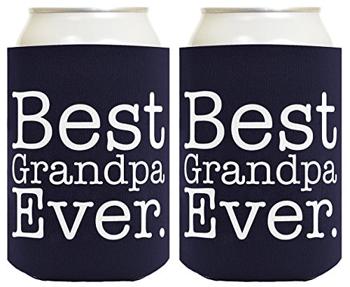 Funny Beer Coolie Best Grandpa Ever 2 Pack Can Coolies Navy