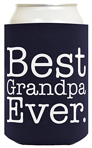 Funny Beer Coolie Best Grandpa Ever 2 Pack Can Coolies Navy