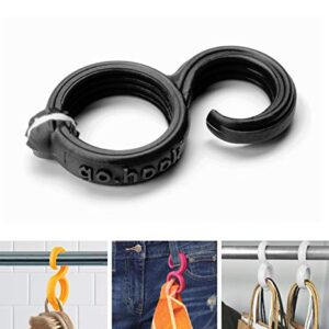 Fusionbrands GoHook All Purpose Household Hook, Portable Hook For Towels, Towel Holder, and Numerous Small Items in Kitchen, Bathrooms, Closets and on the go, S hook, Black