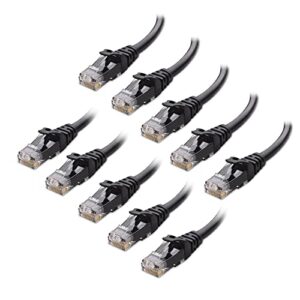cable matters 10gbps 10-pack snagless short cat 6 ethernet cable 3 ft (cat 6 cable, cat6 cable, internet cable, network cable) in black