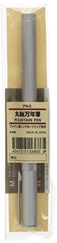 MUJI Aluminum Body Fountain Pen - Fine Nib - with 2 Refill Ink Cartridge