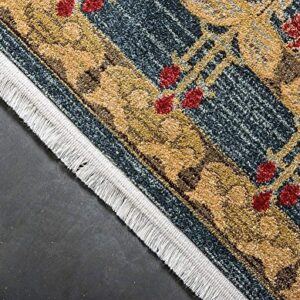 Unique Loom Edinburgh Collection Area Rug - Canmore (5' 1" x 8' Rectangle, Navy Blue/ Tan)