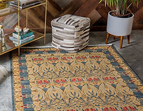 Unique Loom Edinburgh Collection Area Rug - Canmore (5' 1" x 8' Rectangle, Navy Blue/ Tan)