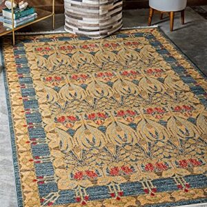 Unique Loom Edinburgh Collection Area Rug - Canmore (5' 1" x 8' Rectangle, Navy Blue/ Tan)