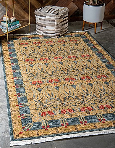 Unique Loom Edinburgh Collection Area Rug - Canmore (5' 1" x 8' Rectangle, Navy Blue/ Tan)