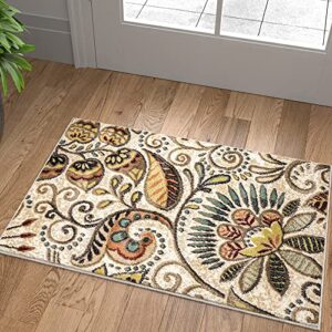giselle transitional floral ivory scatter mat rug, 2' x 3'